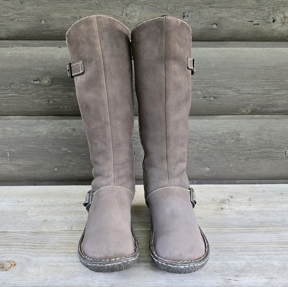 Born Kenya Y2K Boho Moto Minimalist Tall Nubuck Buckle Riding Boots 7M - Picture 8 of 16
